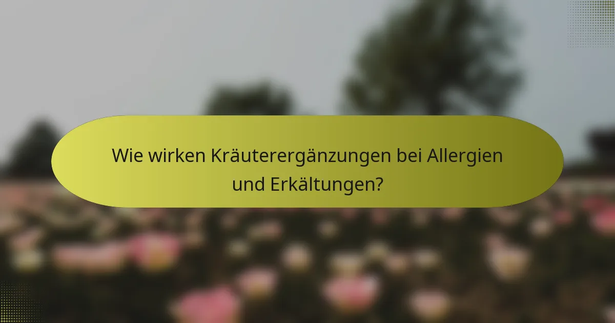 Wie wirken Kräuterergänzungen bei Allergien und Erkältungen?